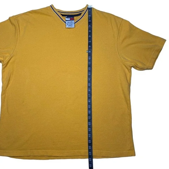 Vintage Tommy Hilfiger Men's‎ XL Yellow V-Neck Short Sleeve  Shirt - Picture 6 of 6